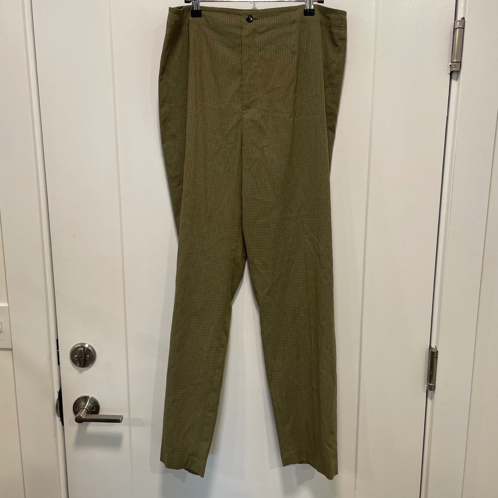 Sigrid Olsen Sport Olive Green Grid Straight Leg Pants Womens 14